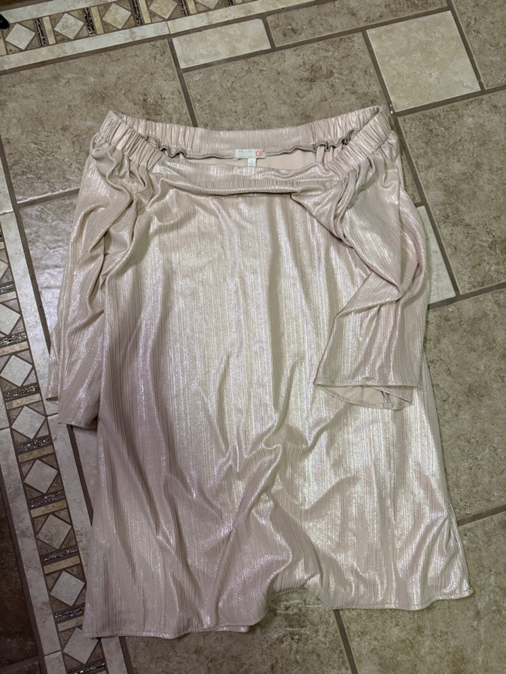 Women's Shimmery Cream mini dress or top, on or off shoulder